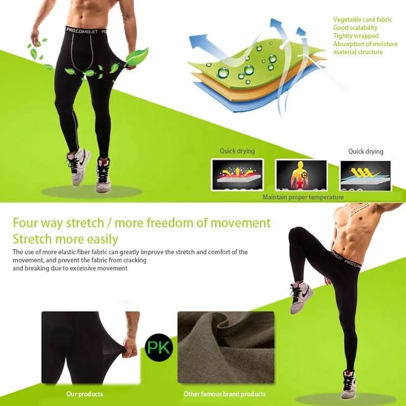 Compression Pants Mens Gym Leggings Sport Training  Pants Men Running Tights Trousers Men Sportswear Dry Quick Fit Jogging Pants