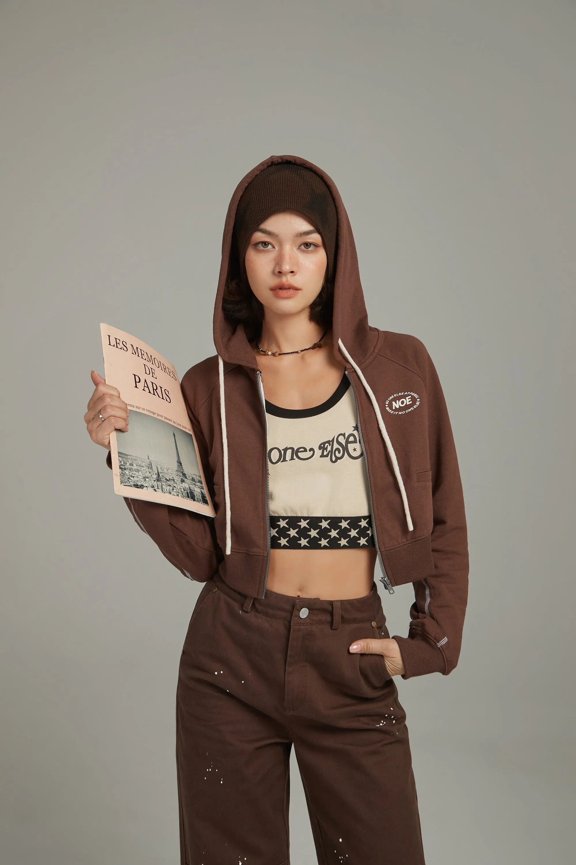 Cropped Zip-Up Hoodie