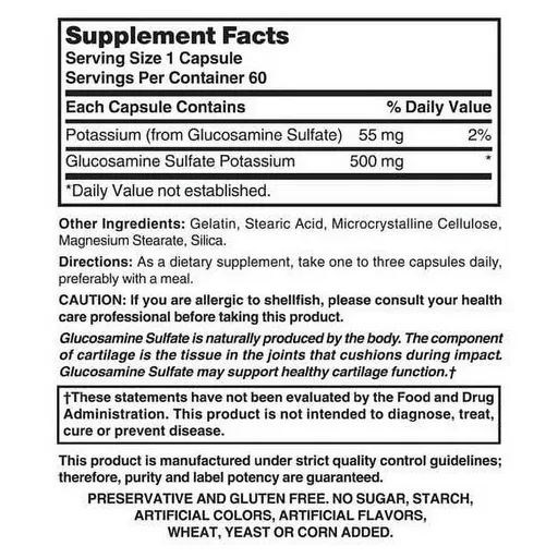 Glucosamine Sulfate 500mg Capsules by Nature's Blend 60 Count