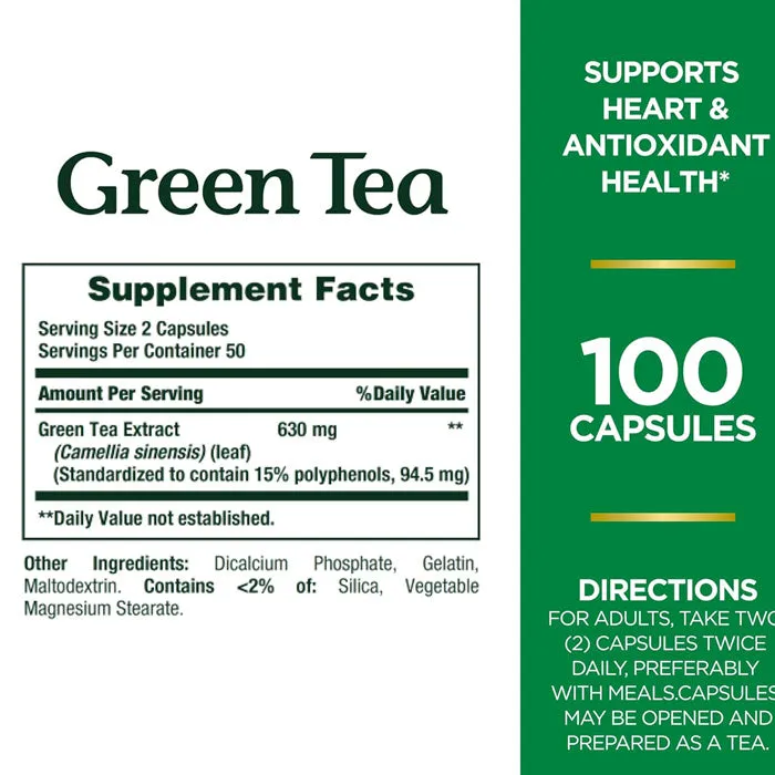 Green Tea Extract 315 mg Antioxidant Health 100 Capsules