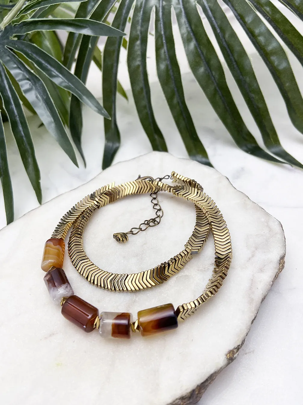 groove wrap bracelet - amber agate