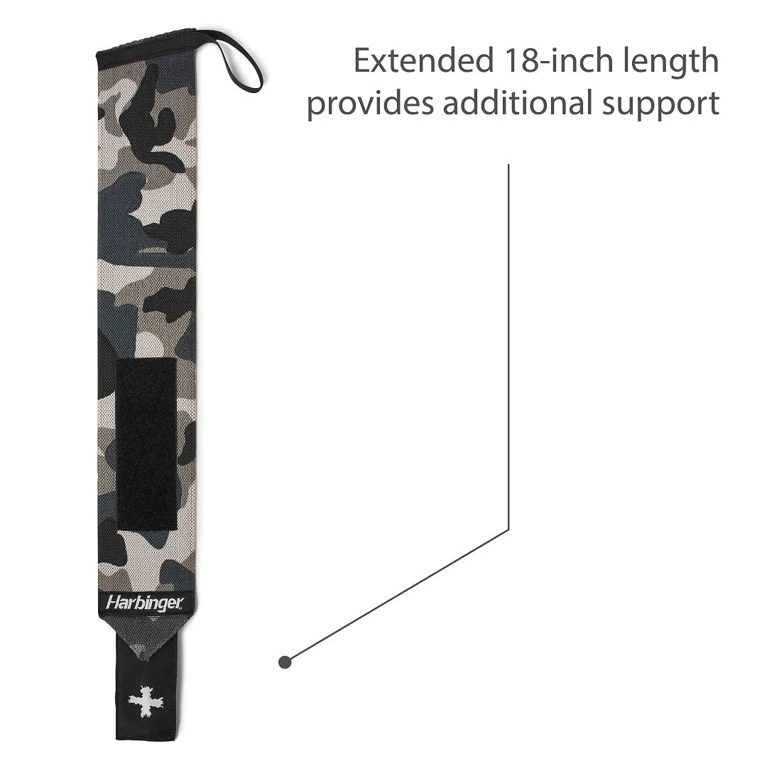 Harbinger Red Line Thumb Loop Wrist Wraps 18" - Grey Camo