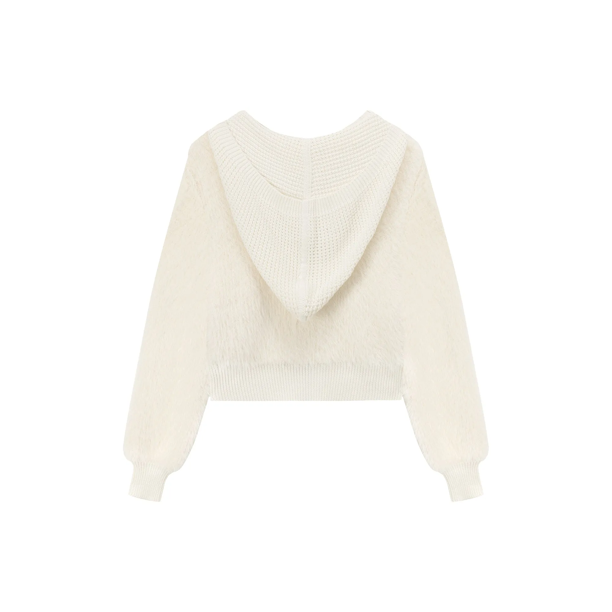 Hooded Crop Simple Zip-Up