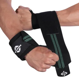 Nivia Weight Lifting Wrist Support with Thumb Loop Strap for Gym & Workout/Made of Velcro and Elastic Band for Men & Women (Green/Black)