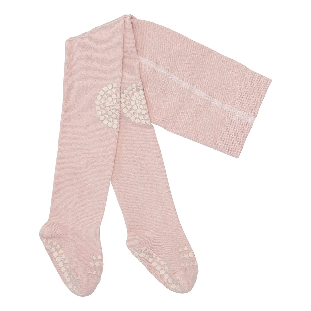 Non-slip crawling tights with grip for babies and toddlers - organic cotton Mini - Soft Pink