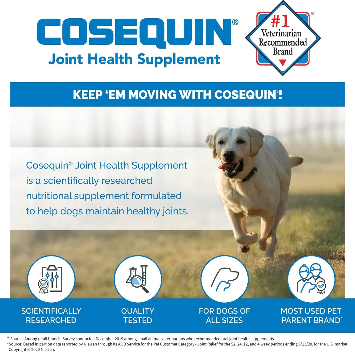 Nutramax Cosequin Standard Strength Joint Health Supplement for Dogs, With Glucosamine and MSM, 75 Chewable Tablets