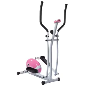 Pink Magnetic Elliptical Trainer Elliptical Machine w/ LCD Monitor