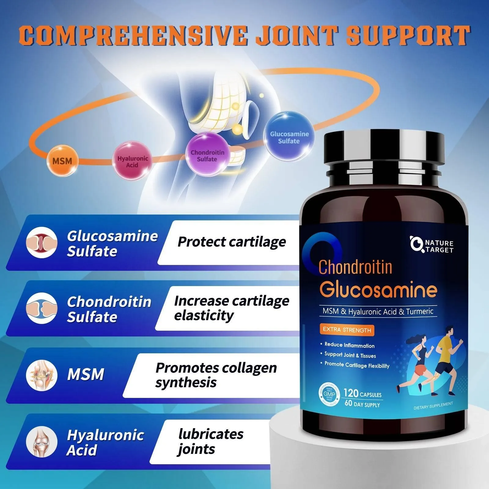 Plant-based Glucosamine Bovine Chondroitin Sulphate MSM 60 Servings