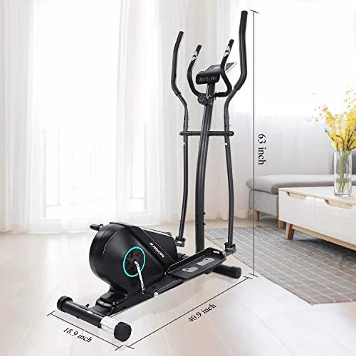 Portable Elliptical Exercise Machine Magnetic Elliptical Trainer with Flywheel & Extra-Large Pedal & LCD Monitor