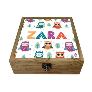 Pretty Personalized Jewellery Box for Girls - Owl and Tree