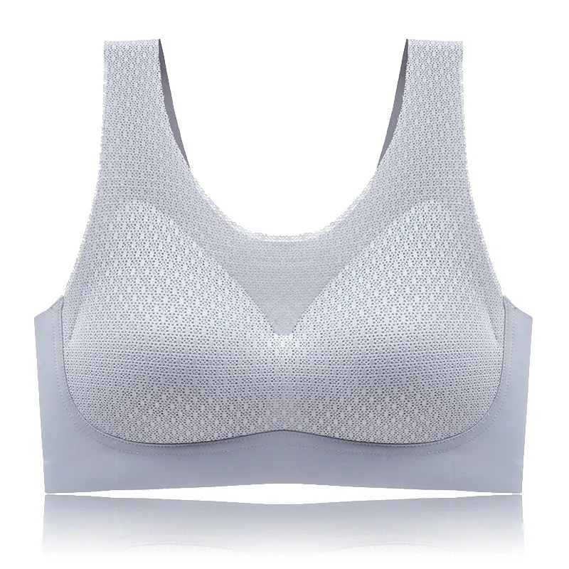 Sleeping ice silk latex underwear 200 pounds fat mm lace large size seamless sports vest sports women's bra