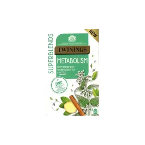 Twinings Superblend Metabolism Peppermint with Spiced Green Tea, 20 bags