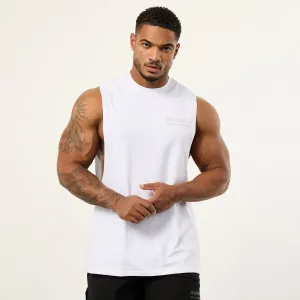 Vanquish White Signature Sleeveless T Shirt