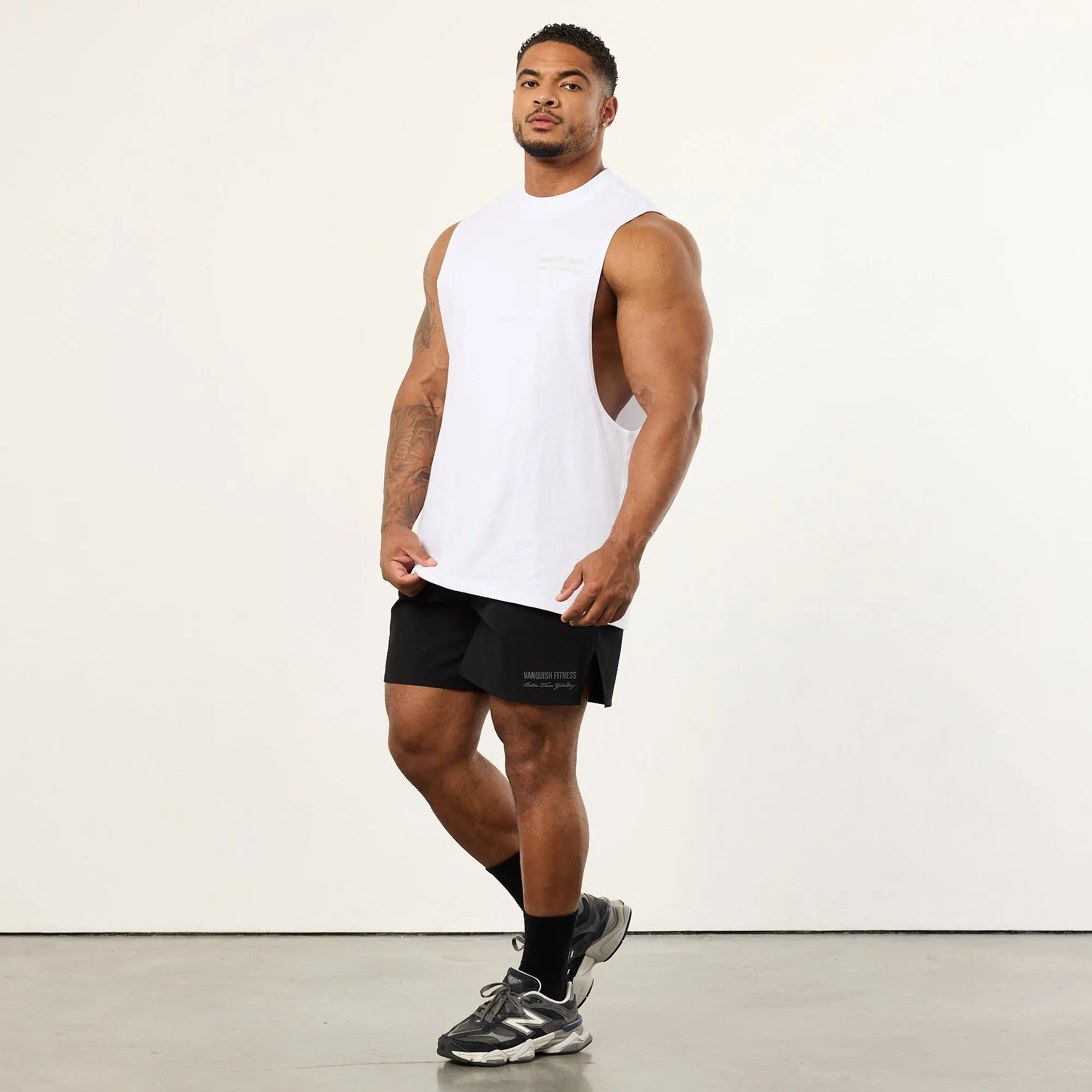 Vanquish White Signature Sleeveless T Shirt